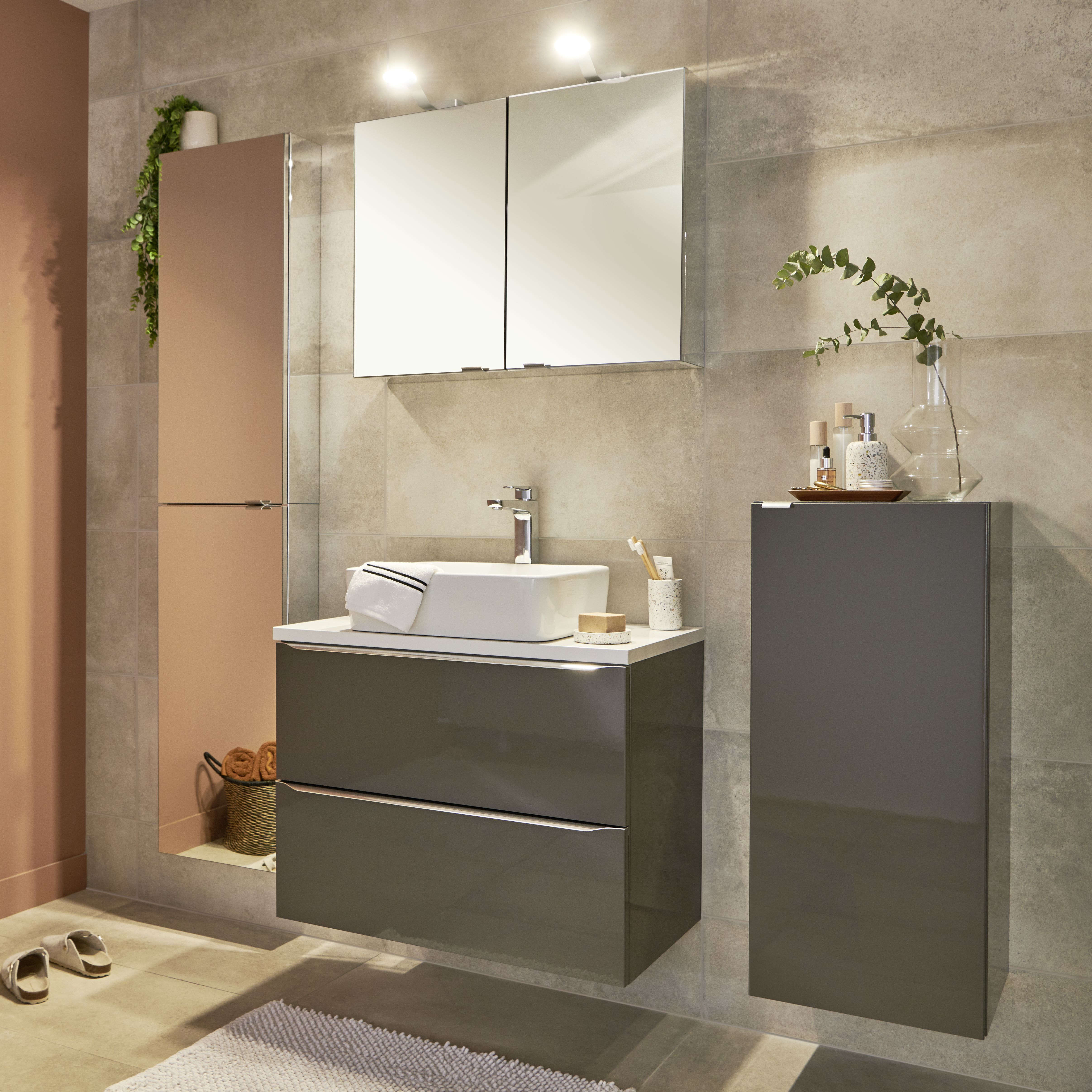 Goodhome Imandra Gloss Anthracite Basin Cabinet W 1000mm H 600mm Diy At B Q