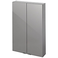 GoodHome Imandra Gloss Anthracite Double Bathroom Wall cabinet (H)90cm (W)6cm