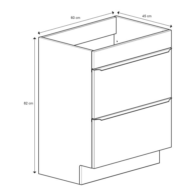 GoodHome Imandra Gloss Anthracite Freestanding Bathroom Cabinet (H) 820mm (W) 600mm