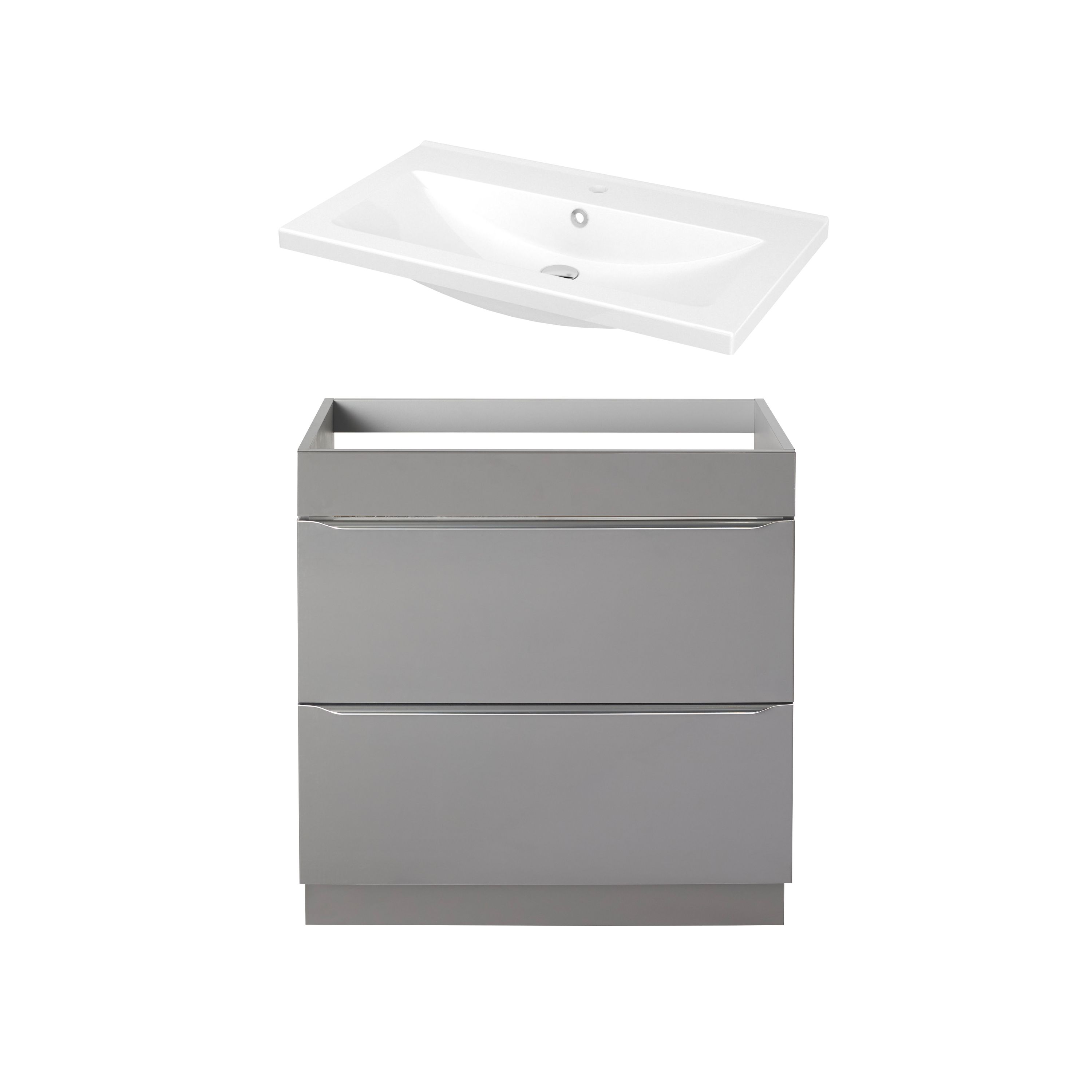 GoodHome Imandra Gloss Anthracite Freestanding Vanity Unit & Basin Set ...