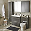 GoodHome Imandra Gloss Anthracite Wall-mounted Bathroom Vanity unit (H) 600mm (W) 600mm