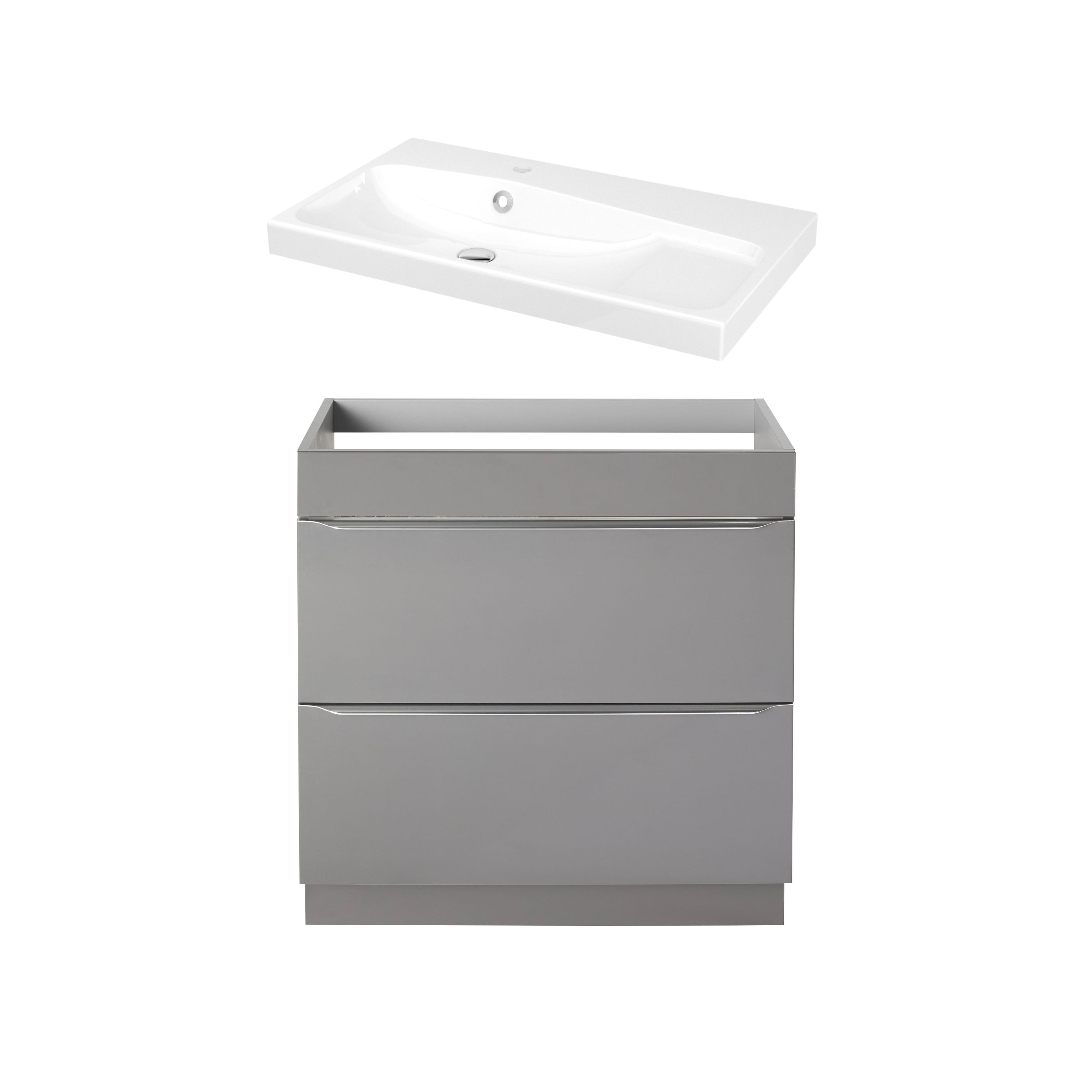 GoodHome Imandra Gloss Anthracite Wall-mounted Vanity Unit & Basin Set ...