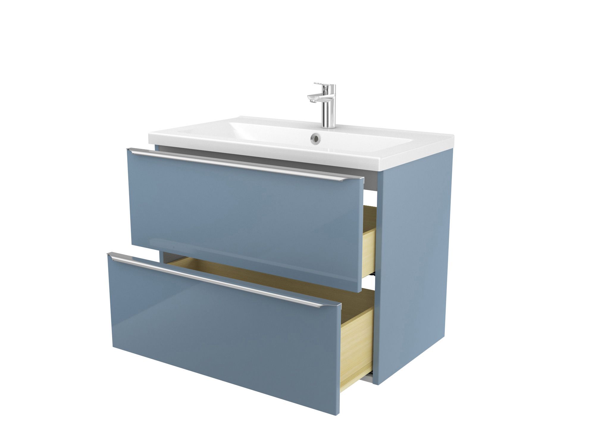 GoodHome Imandra Gloss Blue Wall-mounted Bathroom Vanity unit (H) 600mm (W) 800mm