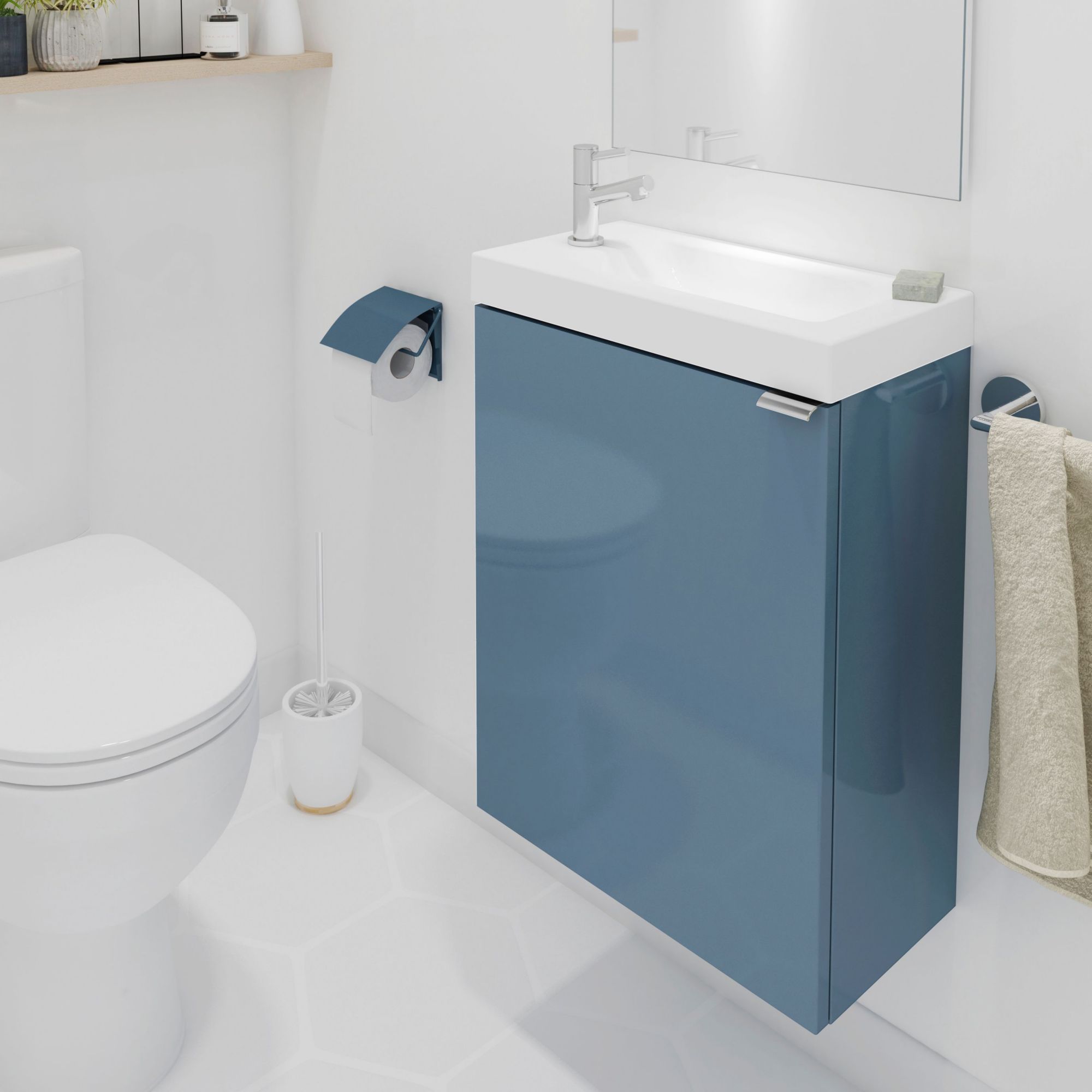 GoodHome Imandra Gloss Blue & white Wall-mounted Vanity unit & basin set (H)550mm