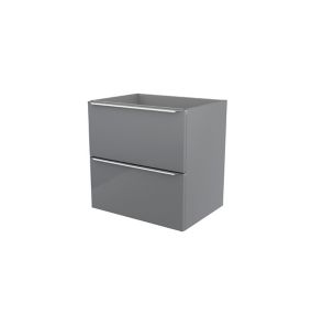 GoodHome Imandra Gloss Grey 0 door Wall-mounted Bathroom Basin Cabinet (W)600mm (H)600mm