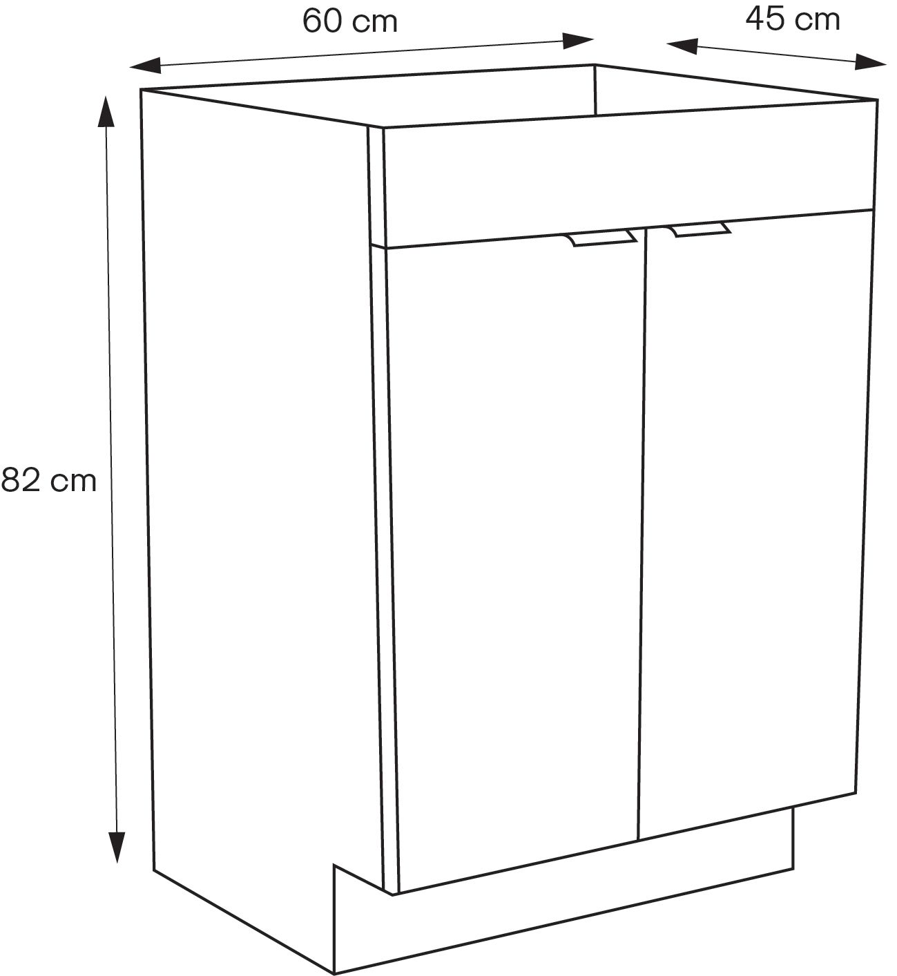 GoodHome Imandra Gloss Grey Double Bathroom Cabinet (H) 820mm (W) 600mm