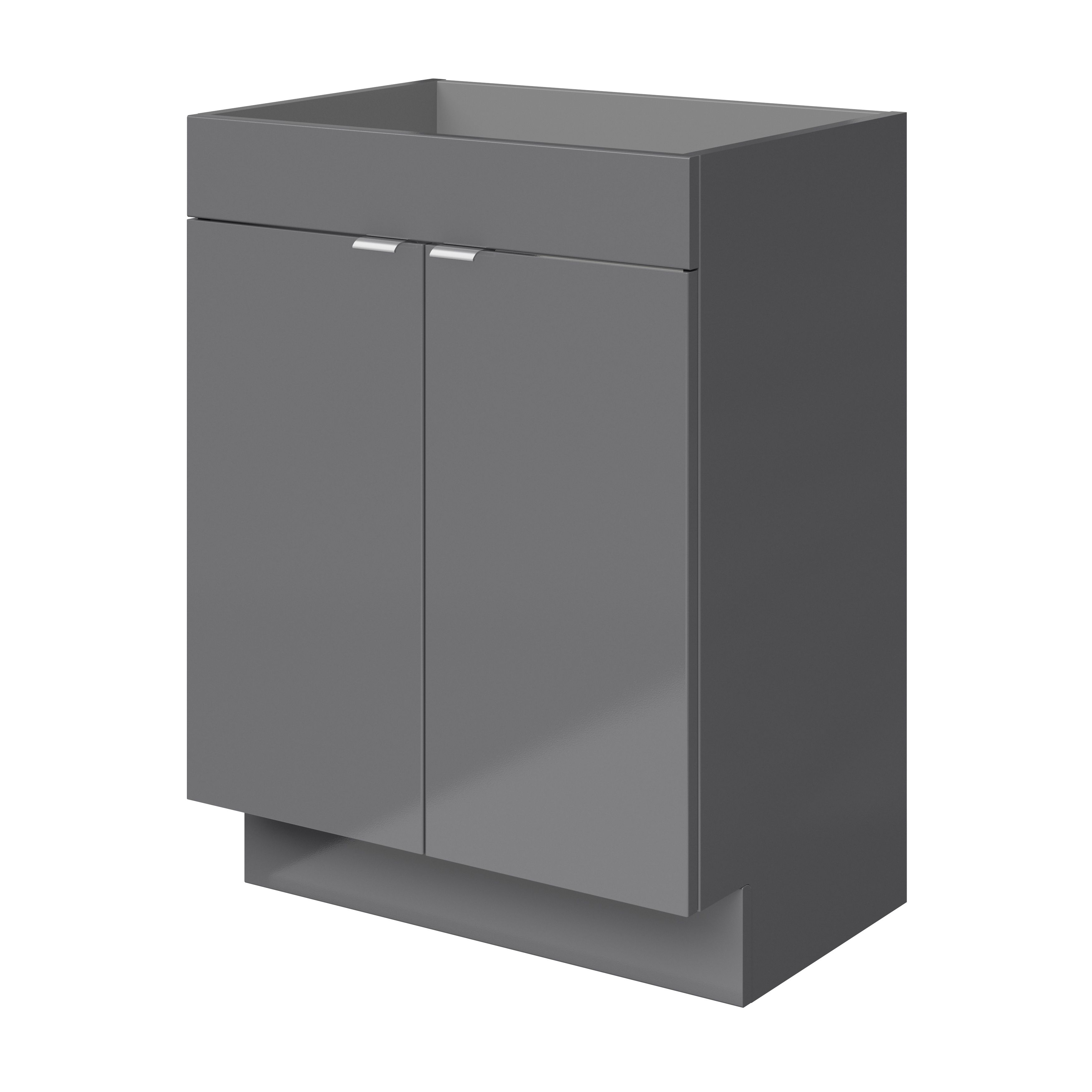 GoodHome Imandra Gloss Grey Double Bathroom Cabinet (H) 820mm (W) 600mm