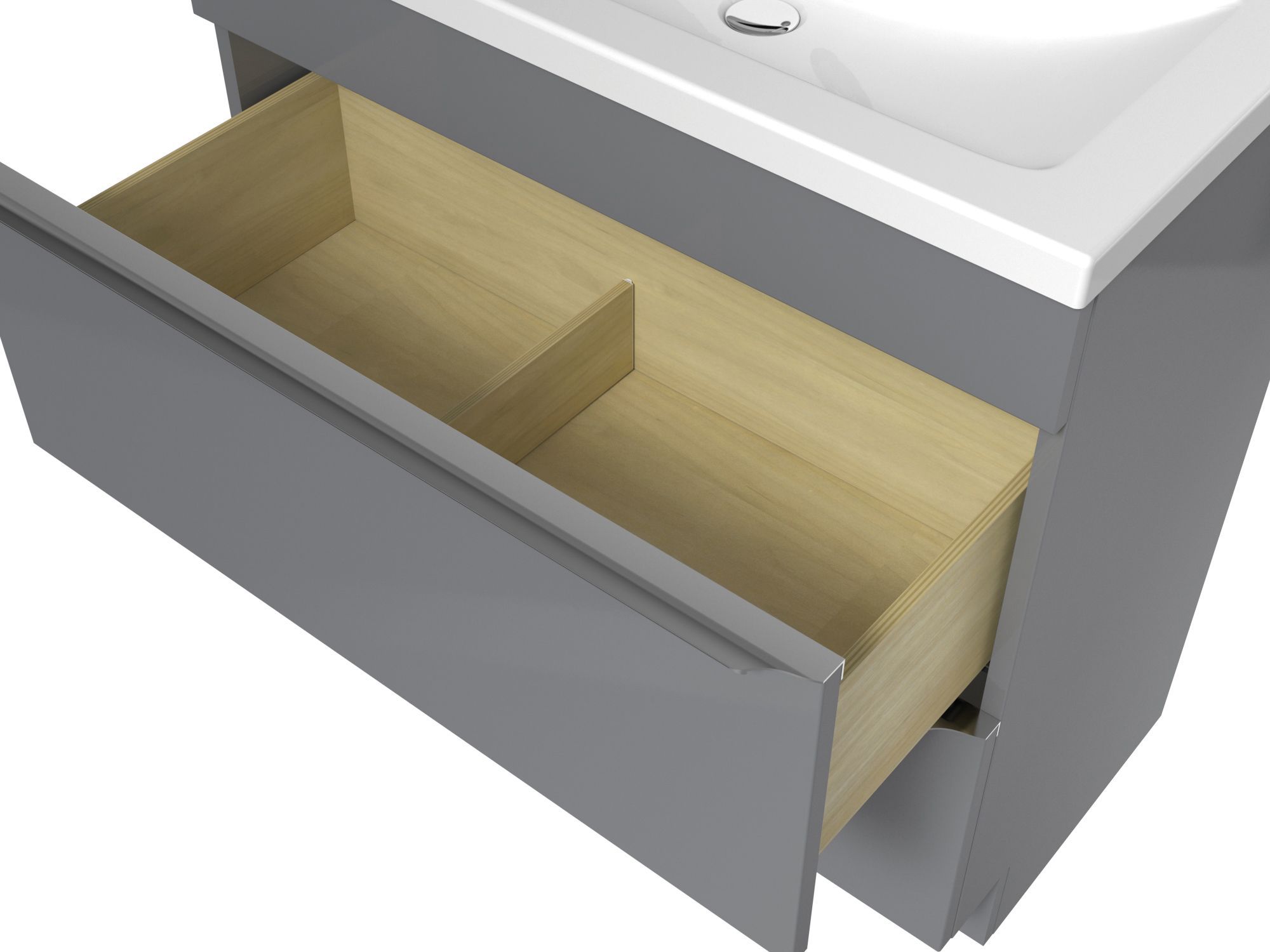 GoodHome Imandra Gloss Grey Freestanding Bathroom Cabinet (H) 820mm (W) 800mm