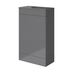 GoodHome Imandra Gloss Grey Freestanding Toilet cabinet (W)500mm (H)840mm