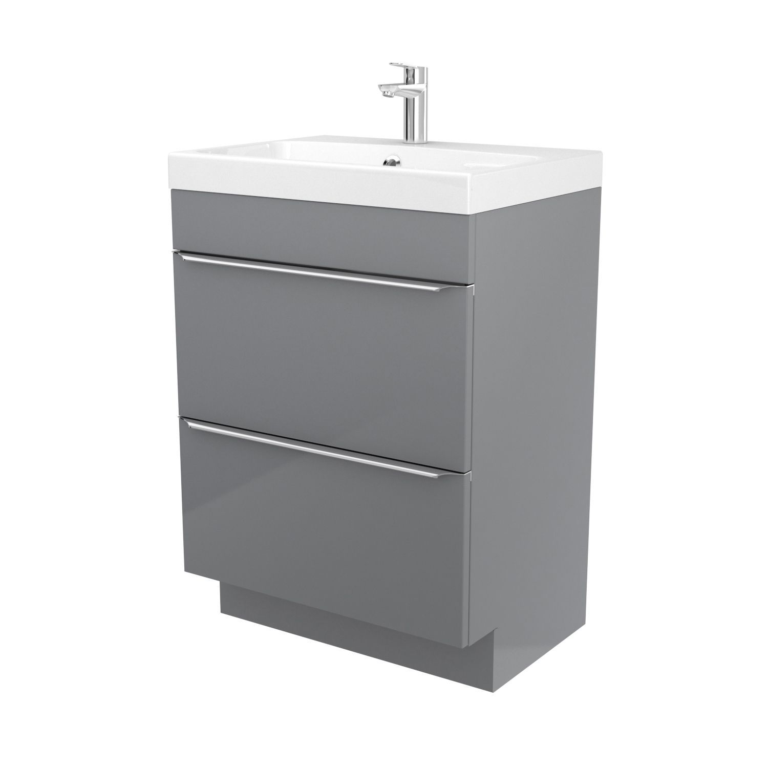 Goodhome Imandra Gloss Grey Freestanding Vanity Basin Cabinet W 600mm H 820mm Diy At B Q