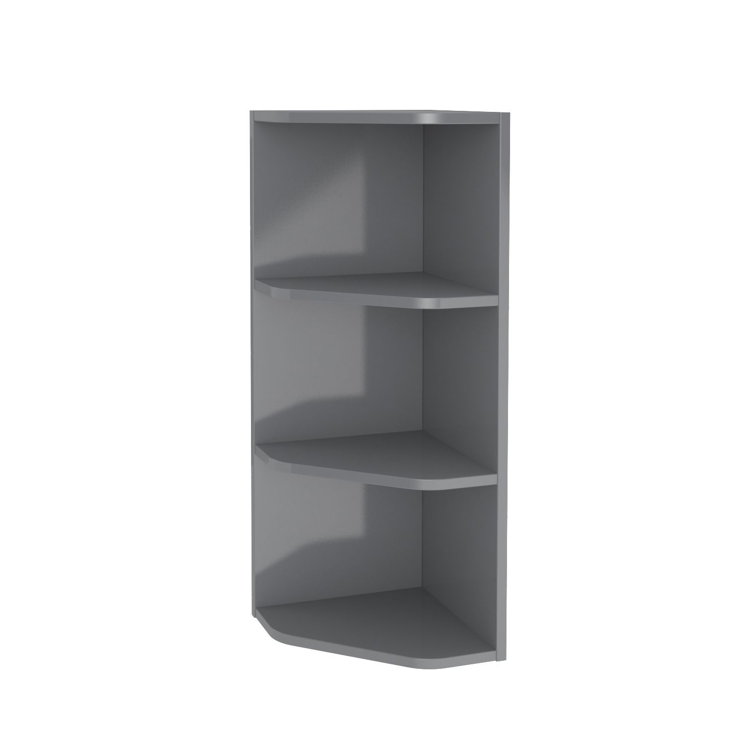 GoodHome Imandra Gloss Grey Glass & wood Wallmounted Corner shelf, (L