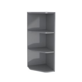 GoodHome Imandra Gloss Grey Glass & wood Wall-mounted Corner shelf, (L)340mm (D)360mm (H) 900mm