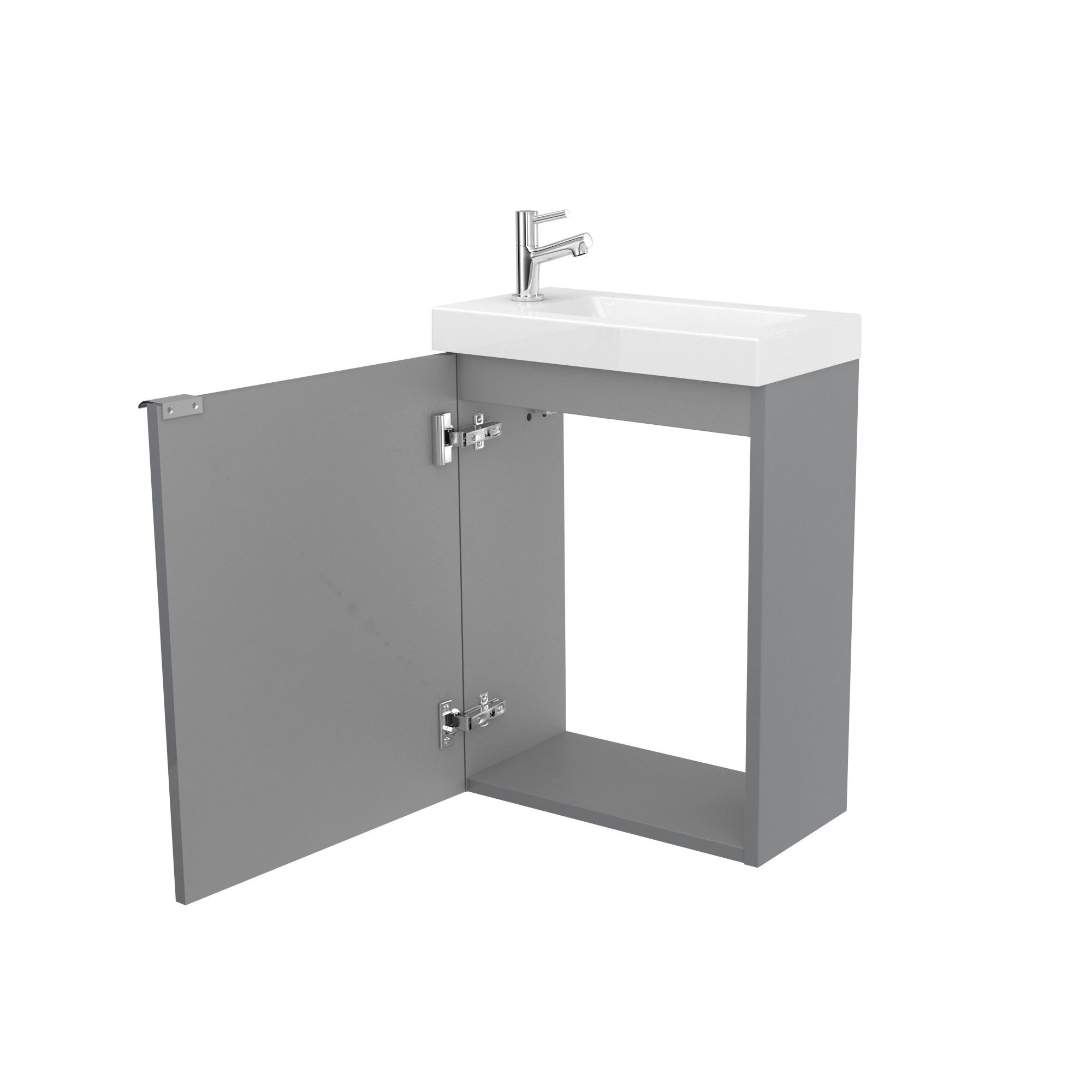 GoodHome Imandra Gloss Grey Single Wall-mounted Bathroom Cloakroom unit (H) 550mm (W) 436mm