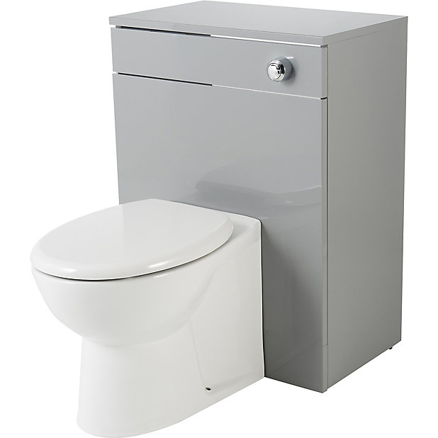 Goodhome Imandra Gloss Grey Toilet, Toilet Surround Cabinet