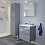 GoodHome Imandra Gloss Grey Wall-mounted Bathroom Vanity unit (H) 600mm (W) 600mm