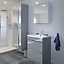 GoodHome Imandra Gloss Grey Wall-mounted Deep Mirrored Bathroom Cabinet (W)600mm (H)900mm
