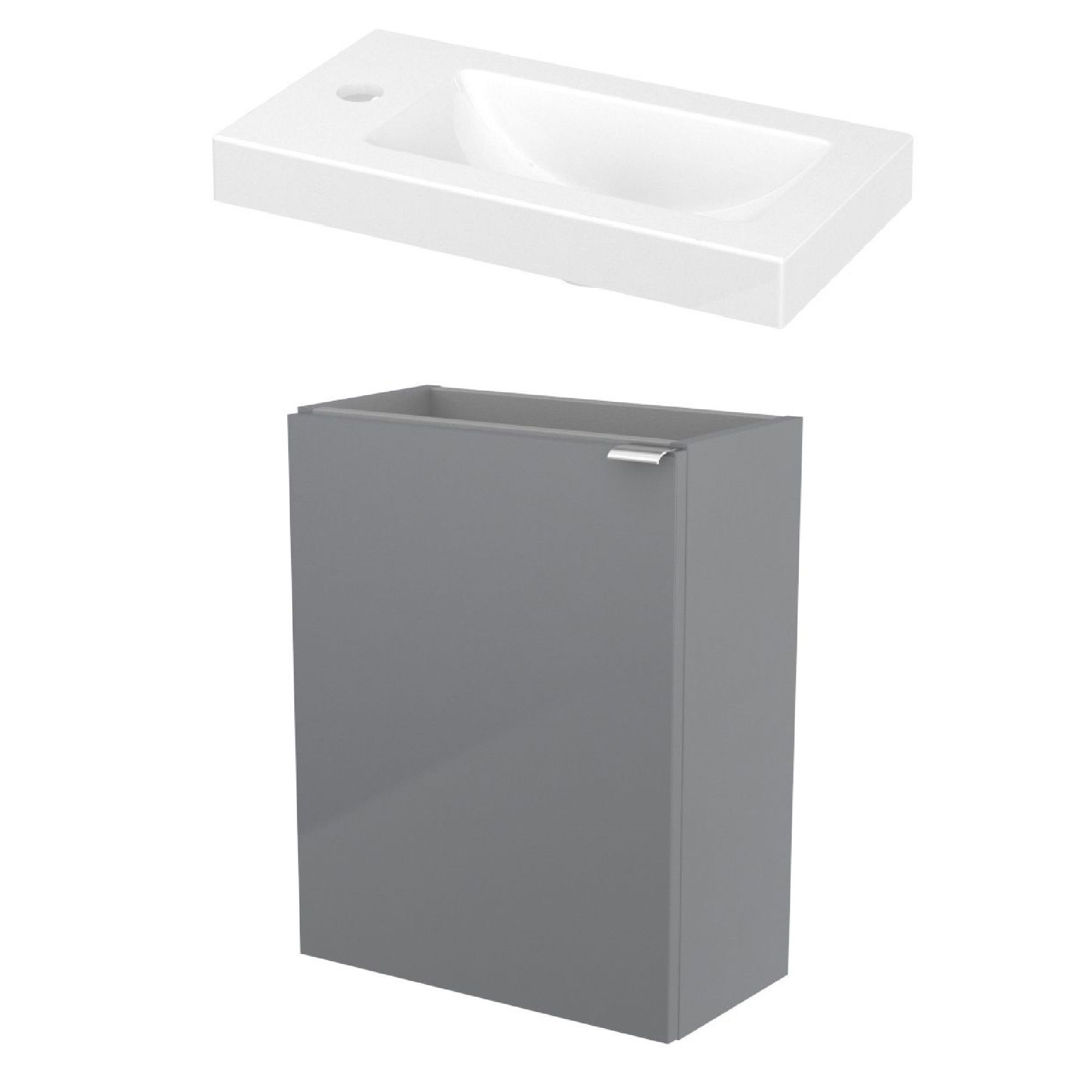 GoodHome Imandra Gloss Grey & white Wall-mounted Vanity unit & basin set (H)550mm