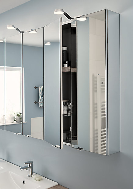 Goodhome Imandra Gloss Mirrored Cabinet, Corner Mirror Bathroom Cabinet B Q