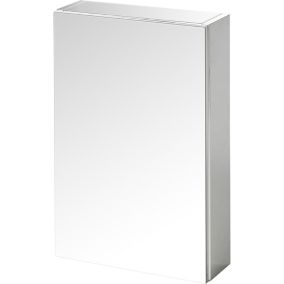 GoodHome Imandra Gloss Silver Non illuminated Wall-mounted Compact Mirrored Bathroom Cabinet (W)400mm (H)600mm