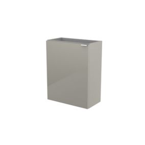 GoodHome Imandra Gloss Taupe 1 door Wall-mounted Cloakroom Vanity Cabinet (W)43.6mm (H)550mm