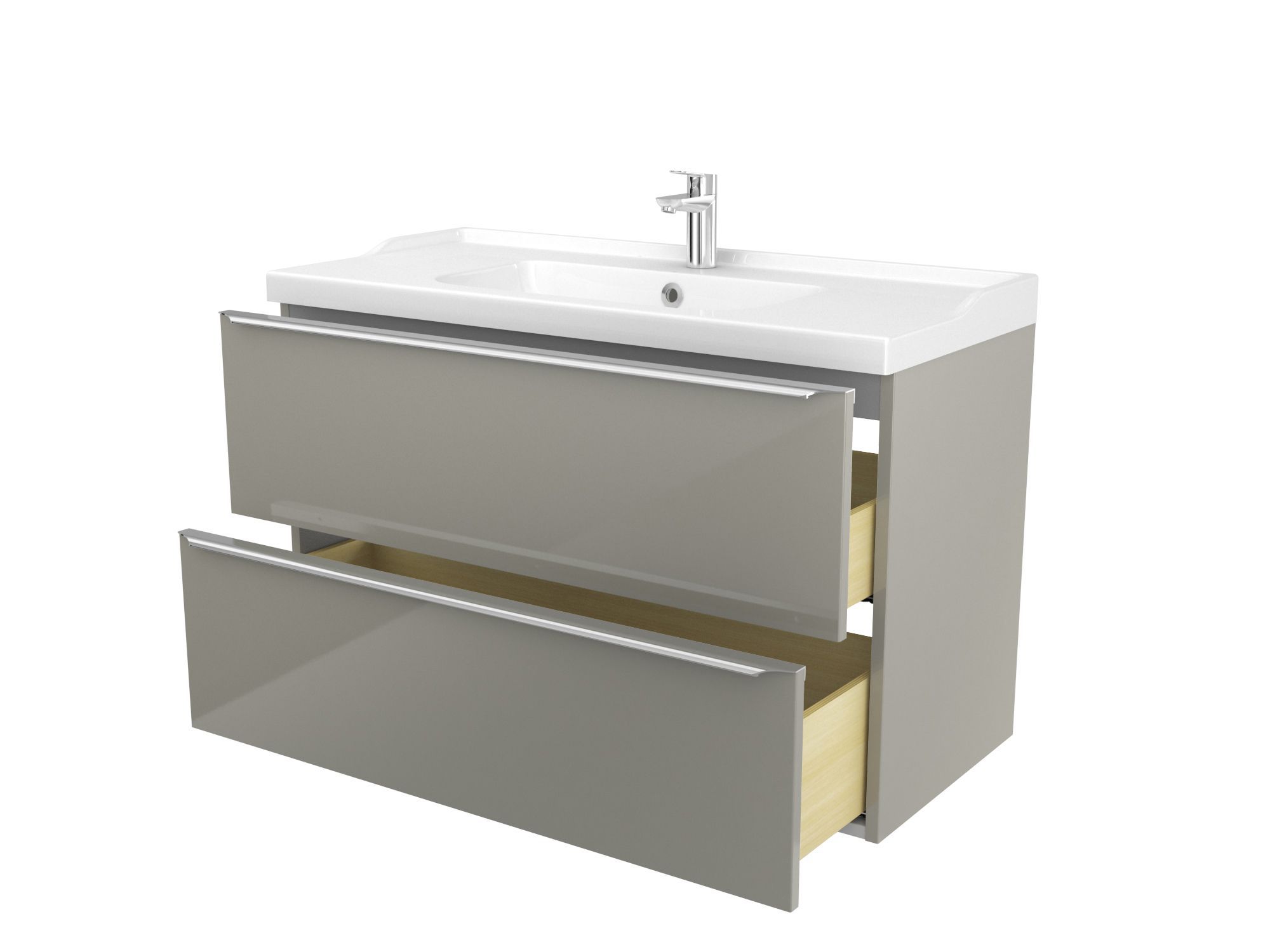 GoodHome Imandra Gloss Taupe Vanity & basin Cabinet (W)1000mm (H)600mm ...