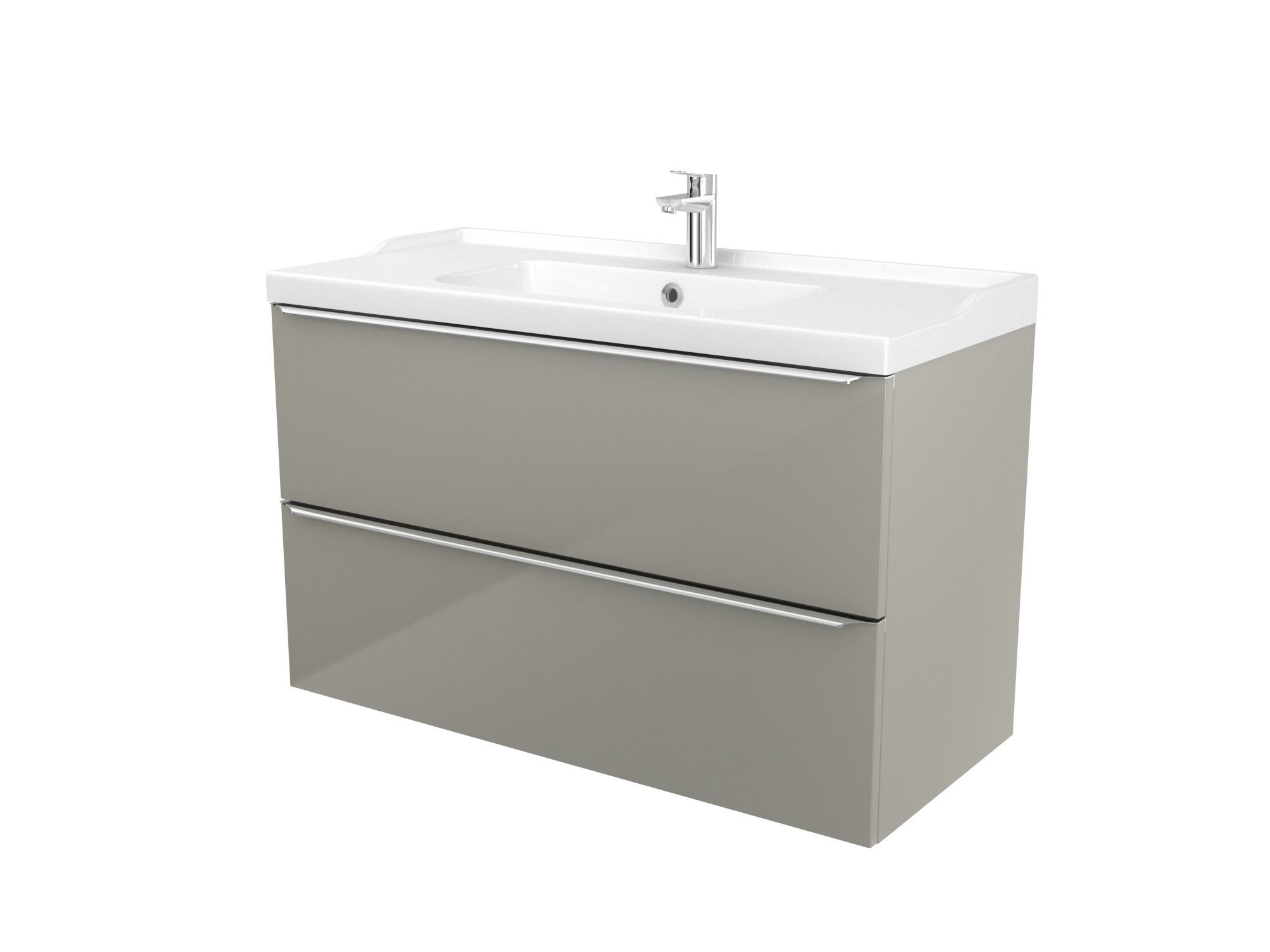 GoodHome Imandra Gloss Taupe Wall-mounted Bathroom Vanity unit (H)60cm  (W)100cm