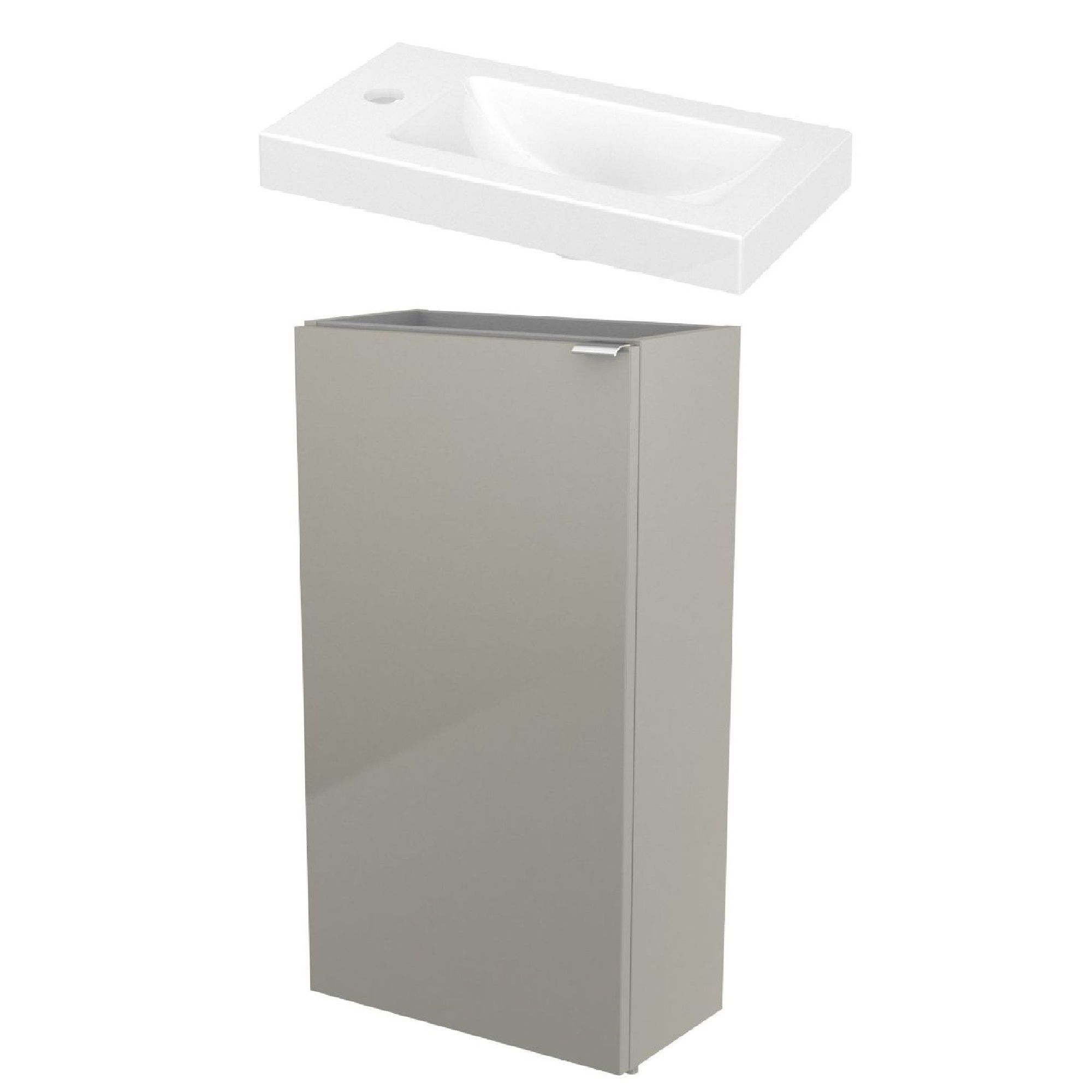 GoodHome Imandra Gloss Taupe & White Freestanding Vanity Unit & Basin ...