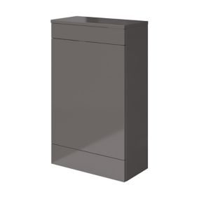 GoodHome Imandra Gloss Warm Grey Freestanding Toilet cabinet (H)840mm (W)500mm