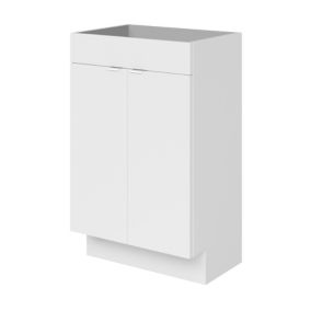 GoodHome Imandra Gloss White Double Freestanding Bathroom Basin Cabinet (W)500mm (H)820mm