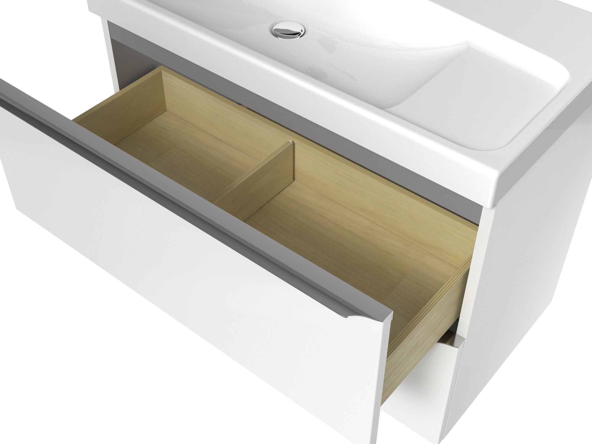 GoodHome Imandra Gloss White Freestanding Bathroom Cabinet (H) 820mm (W) 800mm