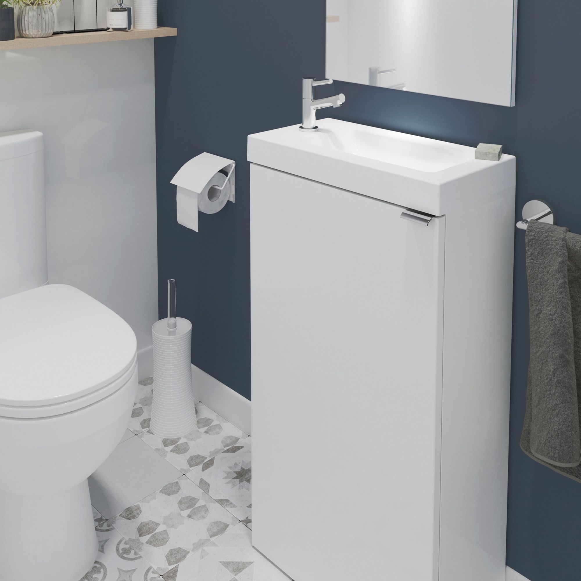 GoodHome Imandra Gloss White Freestanding Vanity unit & basin set (W)440mm (H)790mm