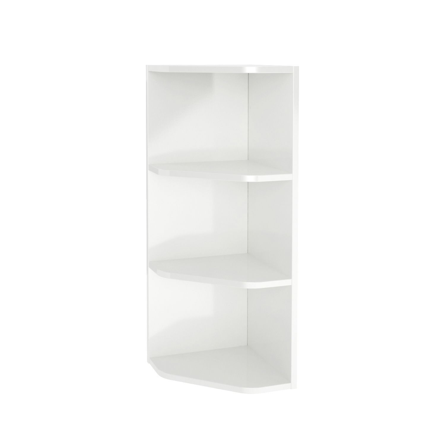 GoodHome Imandra Gloss White Glass & wood Wallmounted Bathroom Corner