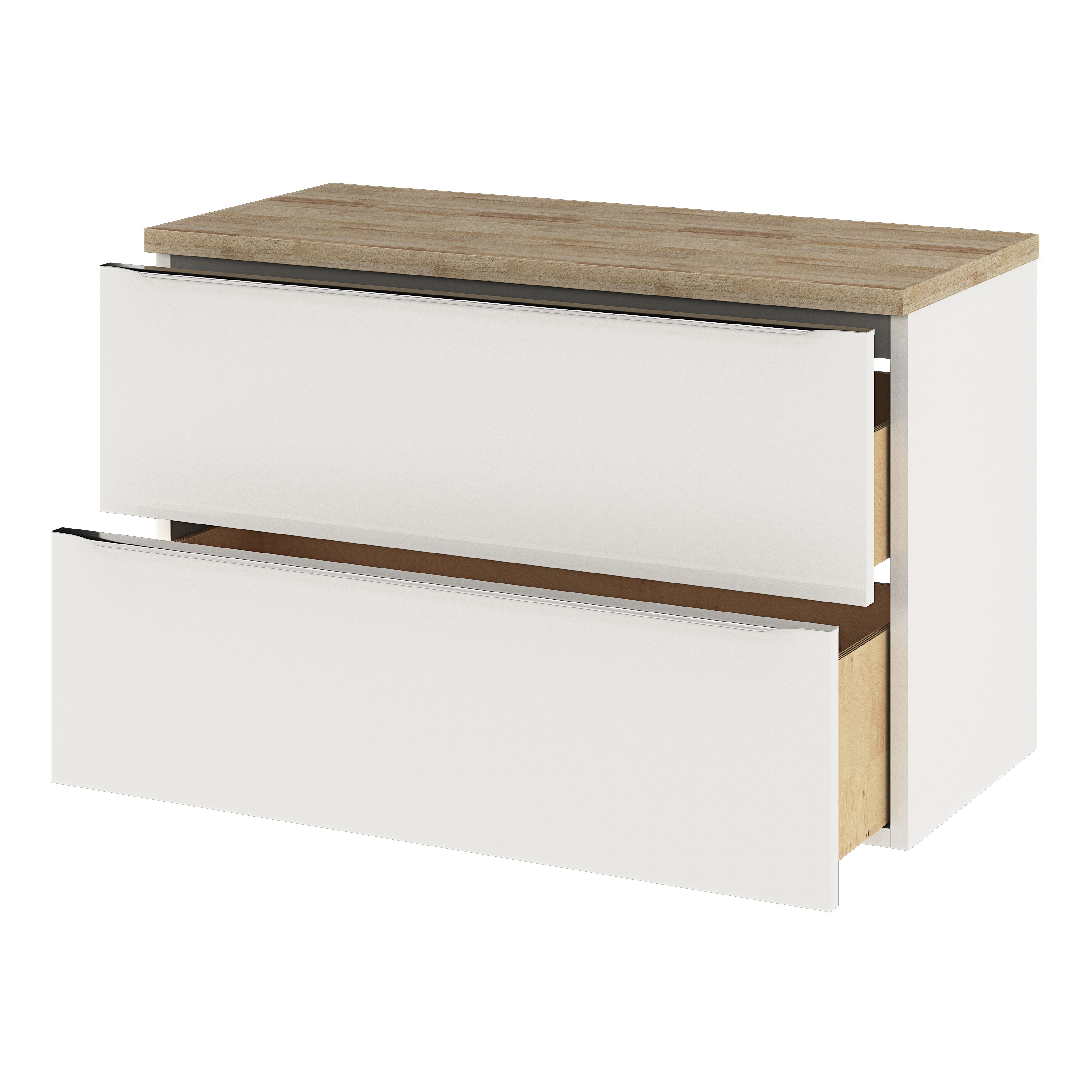 GoodHome Imandra Gloss White Wall-mounted Bathroom Vanity unit (H) 600mm (W) 1000mm