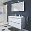 GoodHome Imandra Gloss White Wall-mounted Bathroom Vanity unit (H) 600mm (W) 1200mm