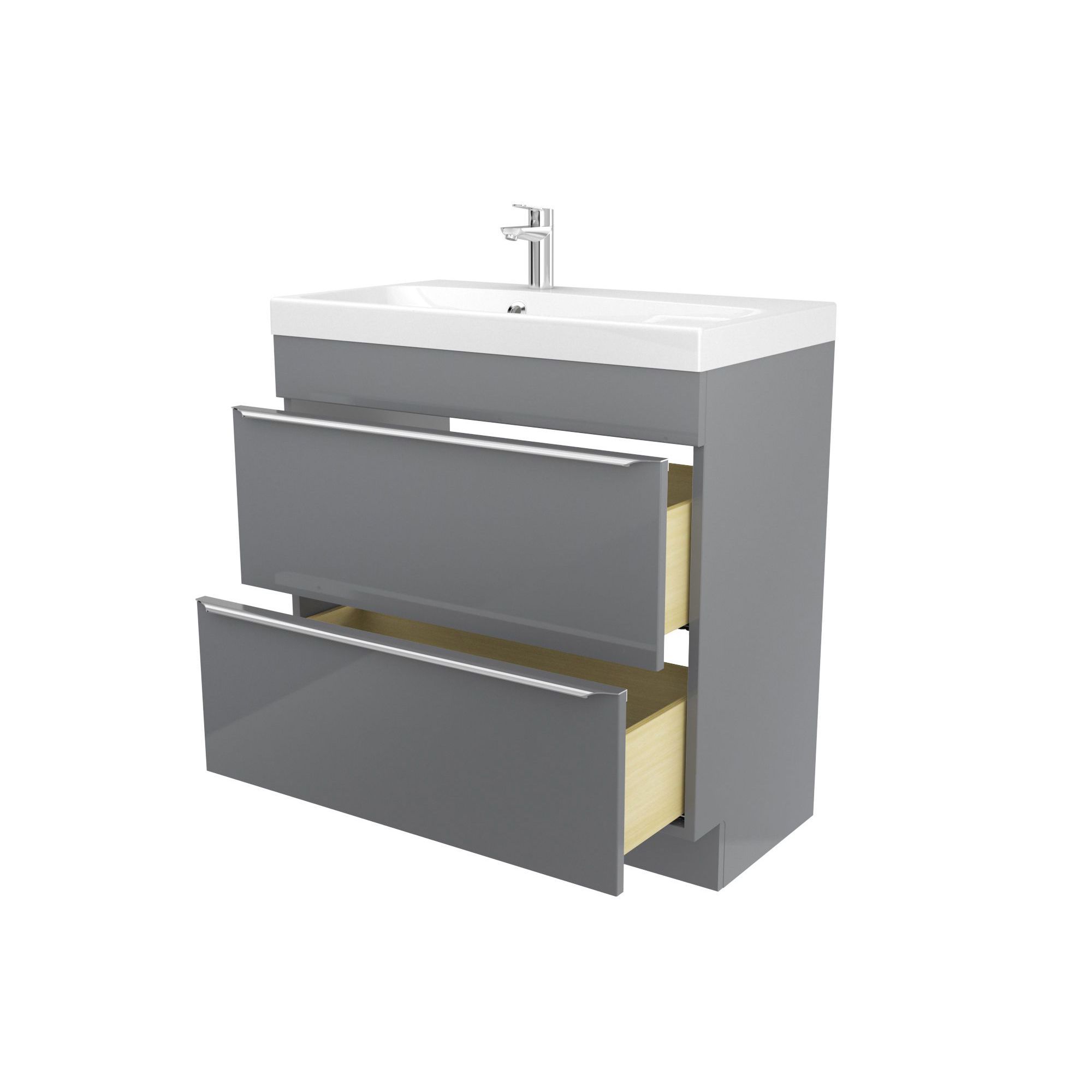 GoodHome Imandra Grey Freestanding Vanity unit & basin set & Mila (W)804mm