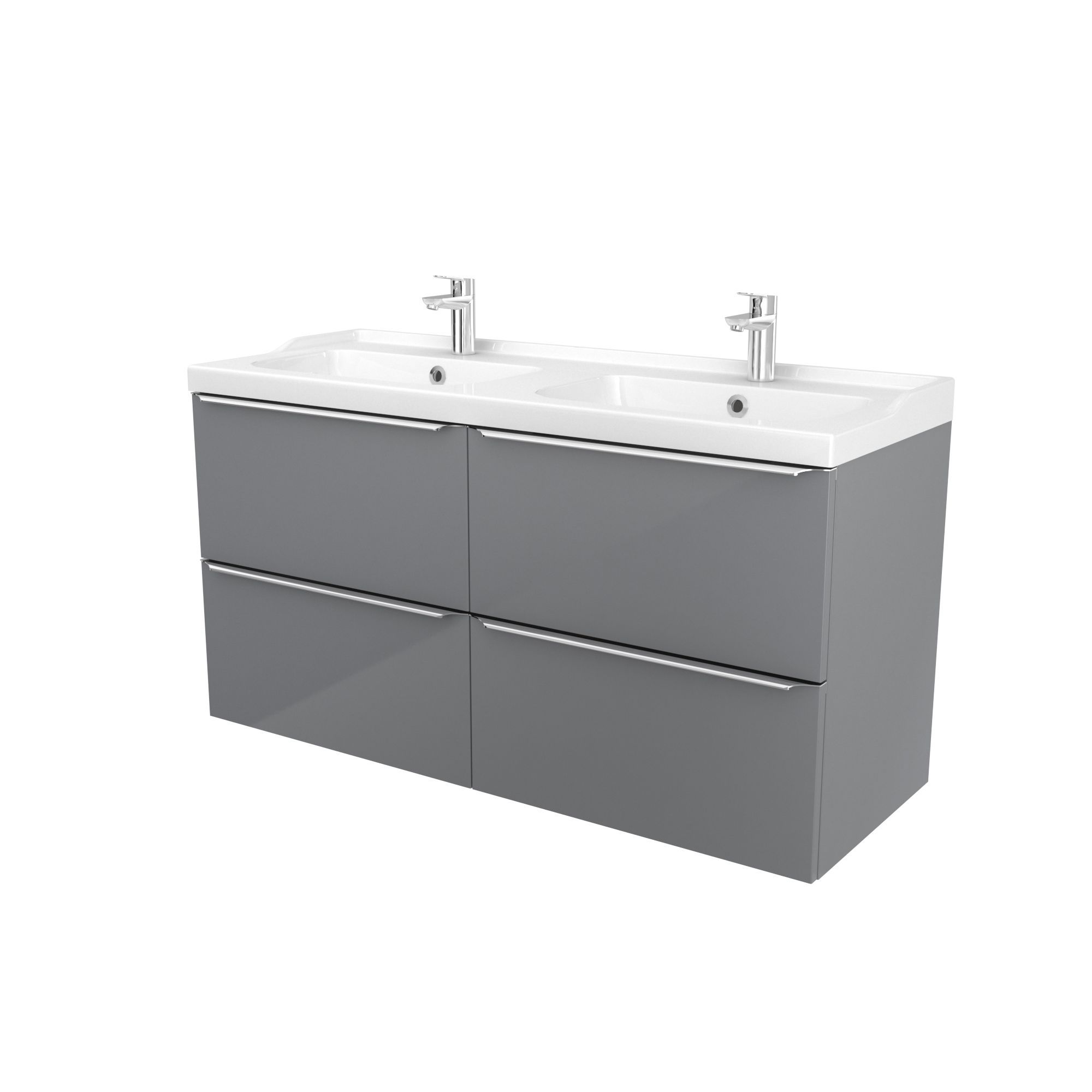 GoodHome Imandra Grey Wall-mounted Vanity unit & basin set - Includes Lana basin (W)1204mm