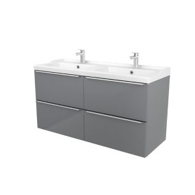 GoodHome Imandra Grey Wall-mounted Vanity unit & basin set - Includes Lana basin (W)1204mm