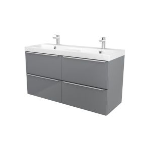 GoodHome Imandra Grey Wall-mounted Vanity unit & basin set - Includes Mila basin (W)1204mm