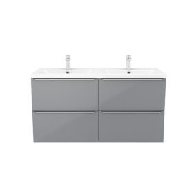 GoodHome Imandra Grey Wall-mounted Vanity unit & basin set - Includes Nira basin (W)1204mm