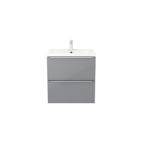 GoodHome Imandra Grey Wall-mounted Vanity unit & basin set - Includes Nira basin (W)604mm