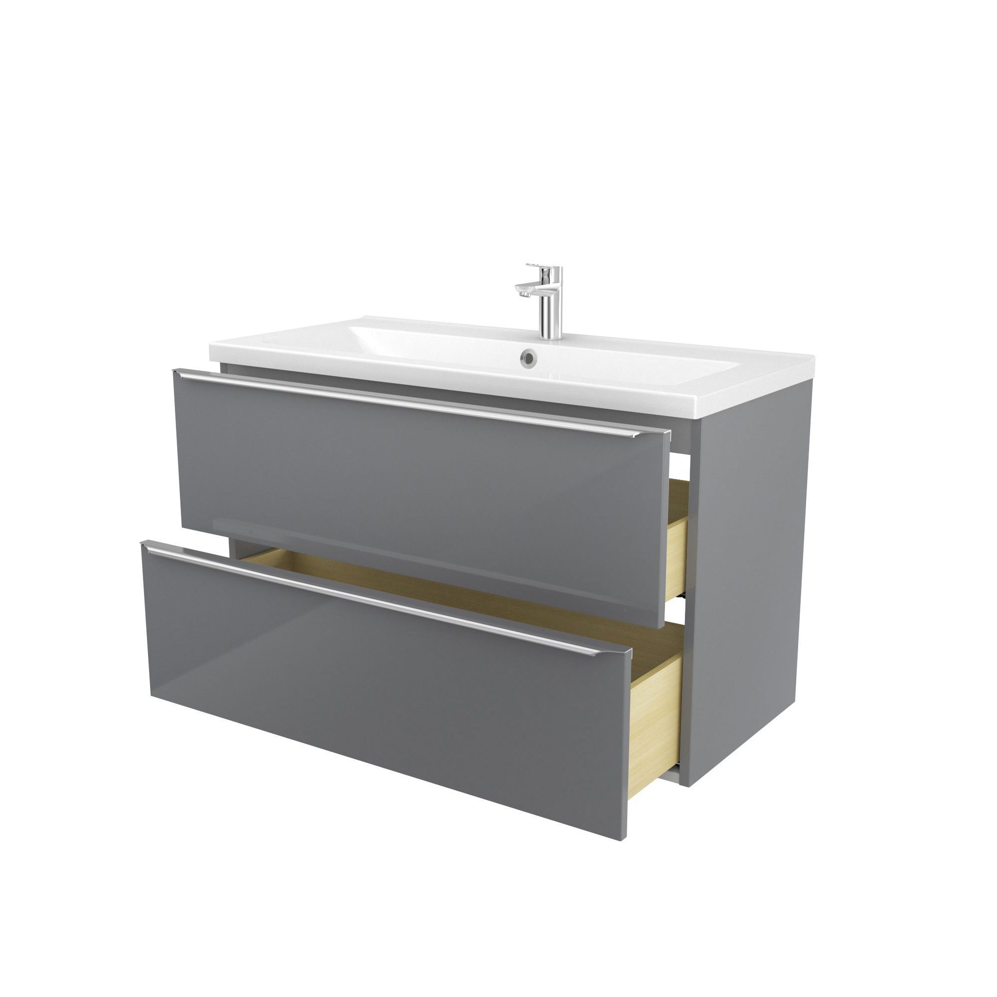 GoodHome Imandra Grey Wall-mounted Vanity unit & basin set & Mila (W)1004mm