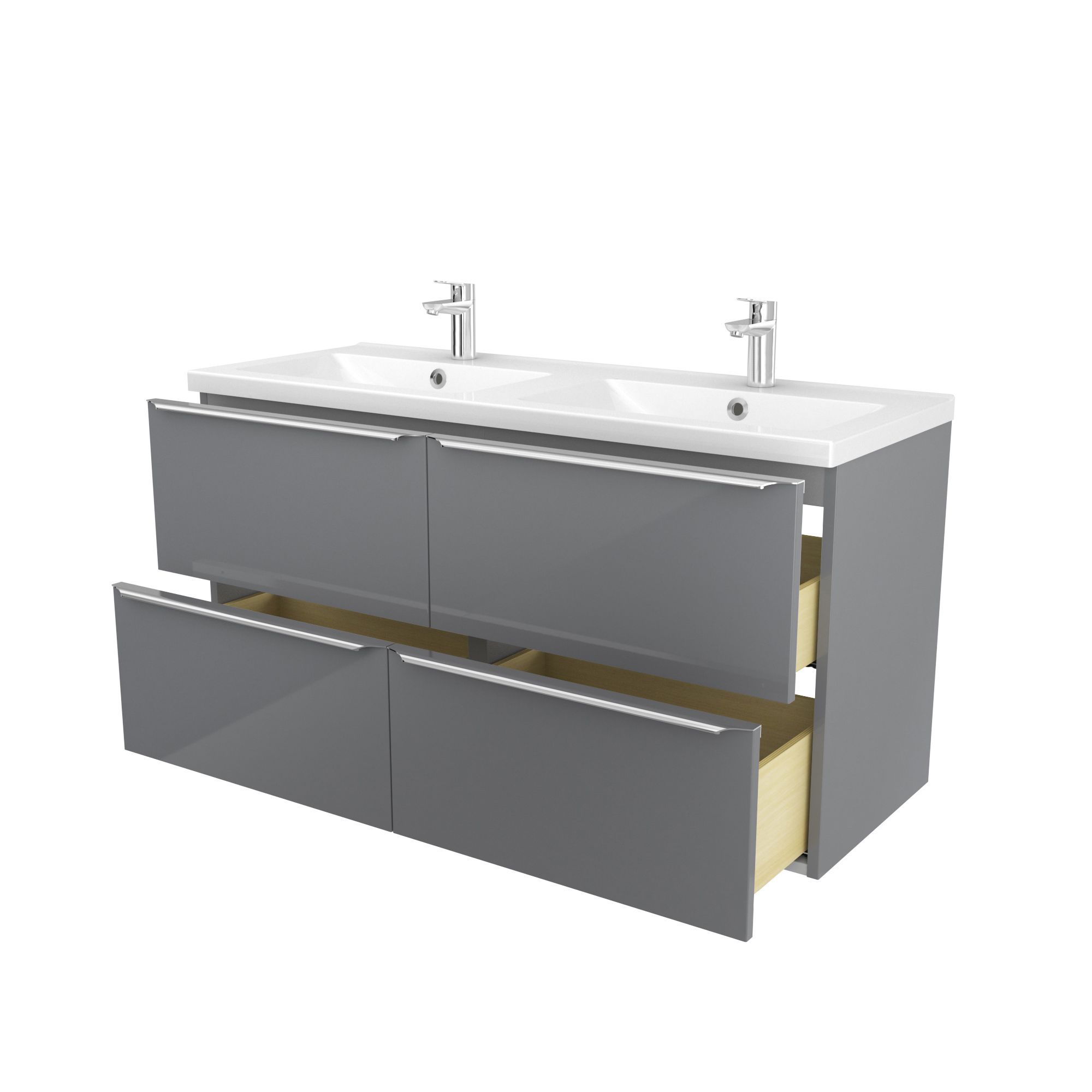 GoodHome Imandra Grey Wall-mounted Vanity unit & basin set & Mila (W)1204mm