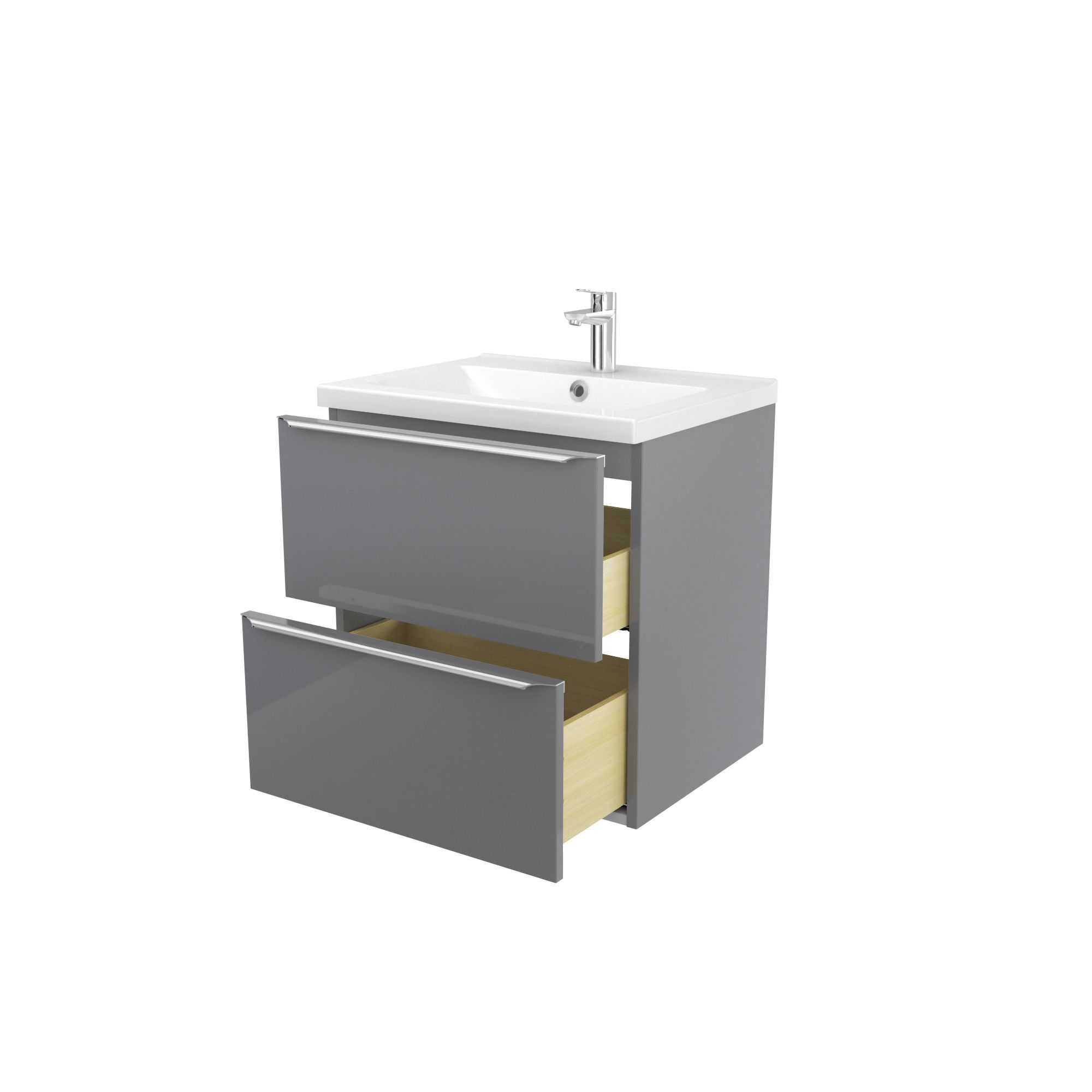 GoodHome Imandra Grey Wall-mounted Vanity unit & basin set & Nira (W)604mm