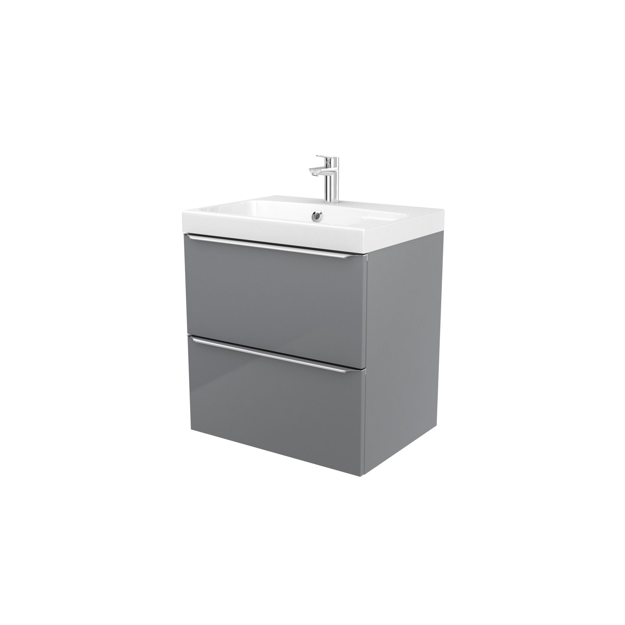 GoodHome Imandra Grey Wall-mounted Vanity unit & basin set with Mila (W)604mm