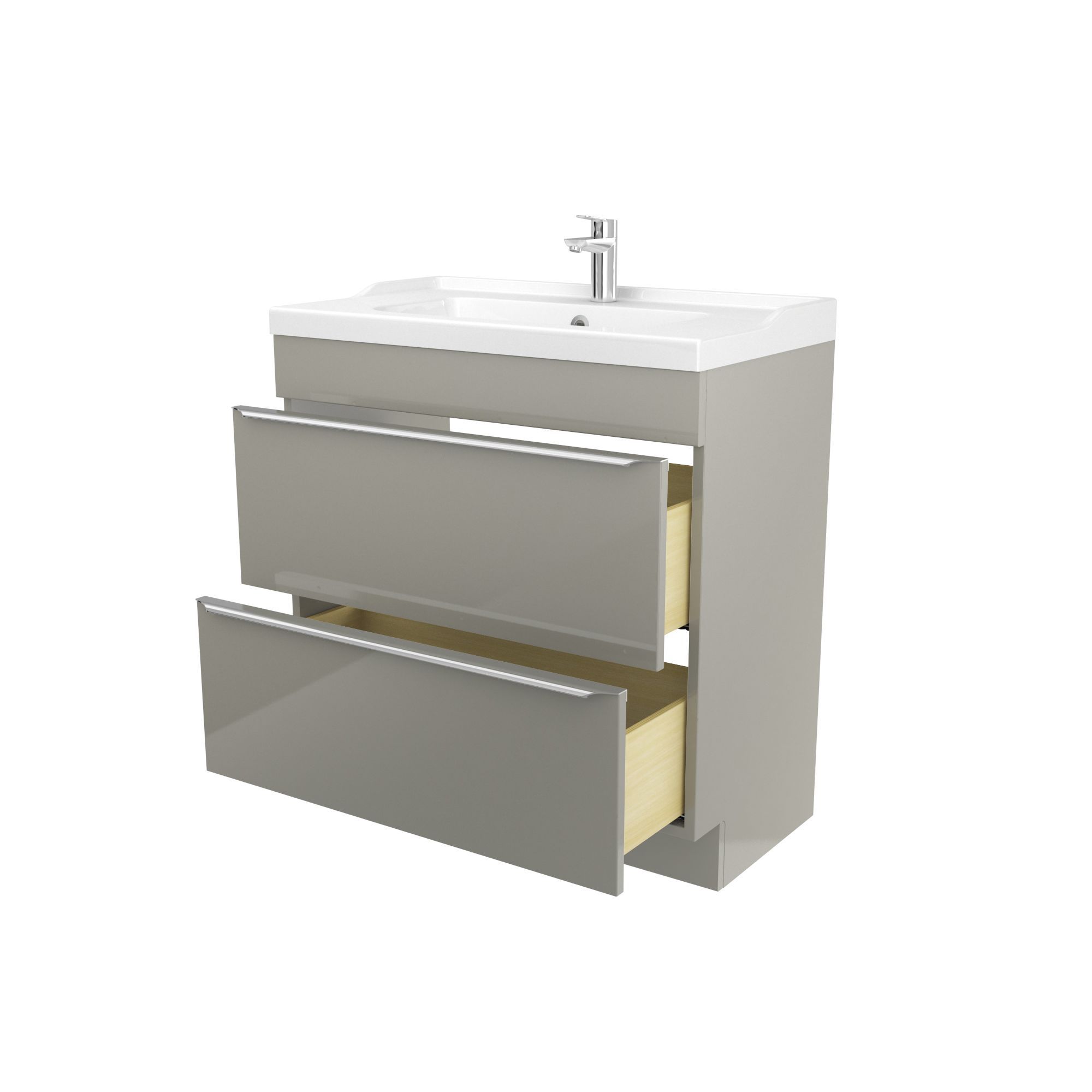 GoodHome Imandra & Lana Taupe Freestanding Vanity Unit & Basin Set (W ...