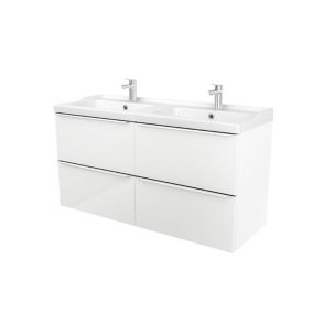 GoodHome Imandra & Lana White Wall-mounted Vanity unit & basin set (W)1204mm