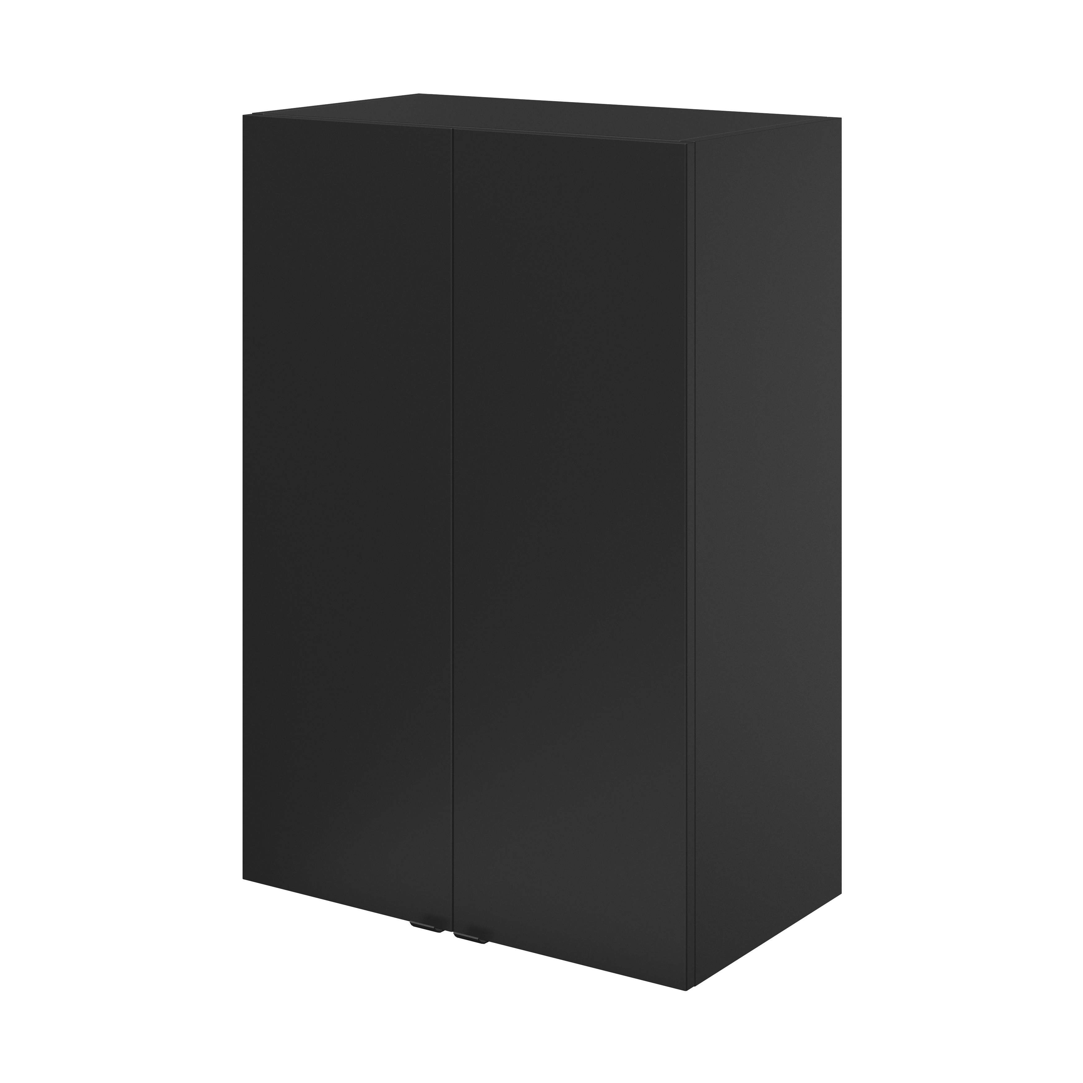 GoodHome Imandra Matt Black Double Deep Wall Cabinet (W)600mm (H)900mm ...
