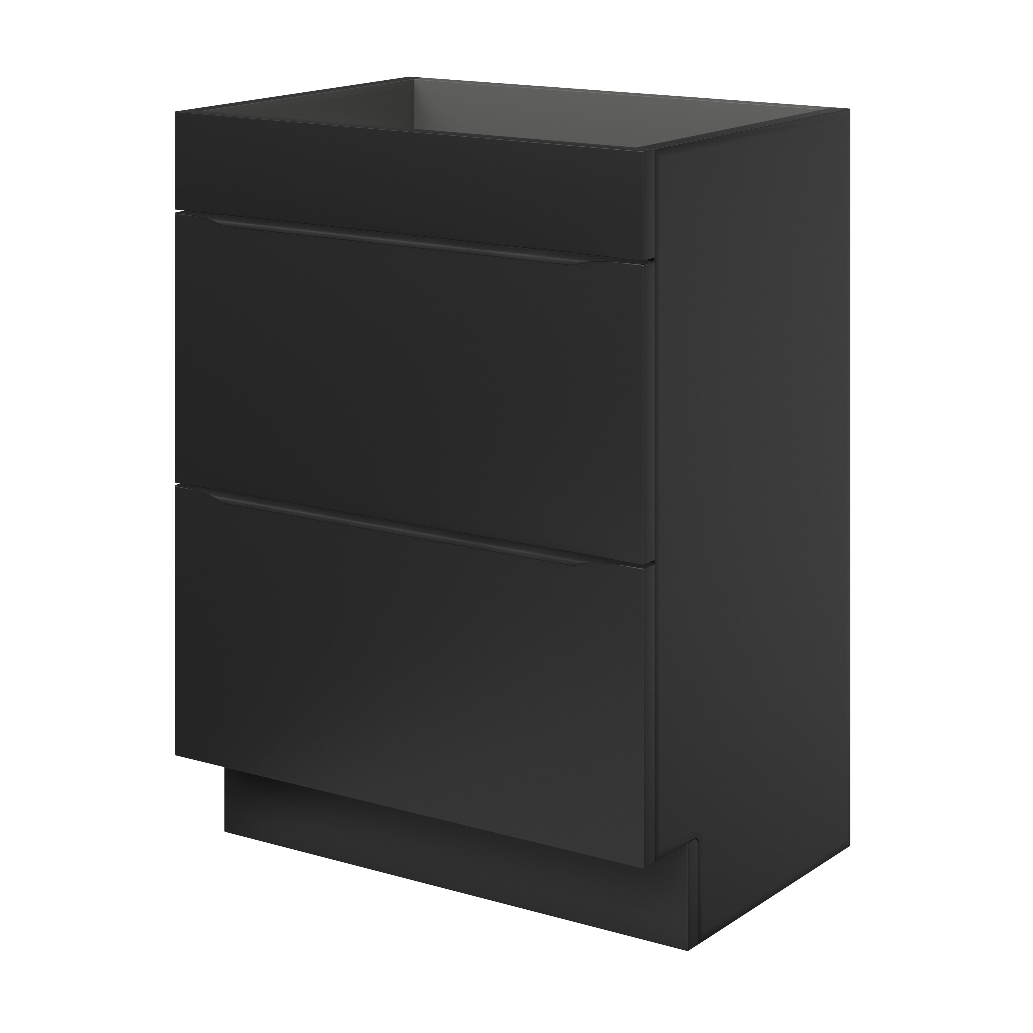 GoodHome Imandra Matt Black Freestanding Bathroom Cabinet (H) 820mm (W) 600mm