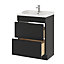 GoodHome Imandra Matt Black Freestanding Bathroom Cabinet (H) 820mm (W) 600mm