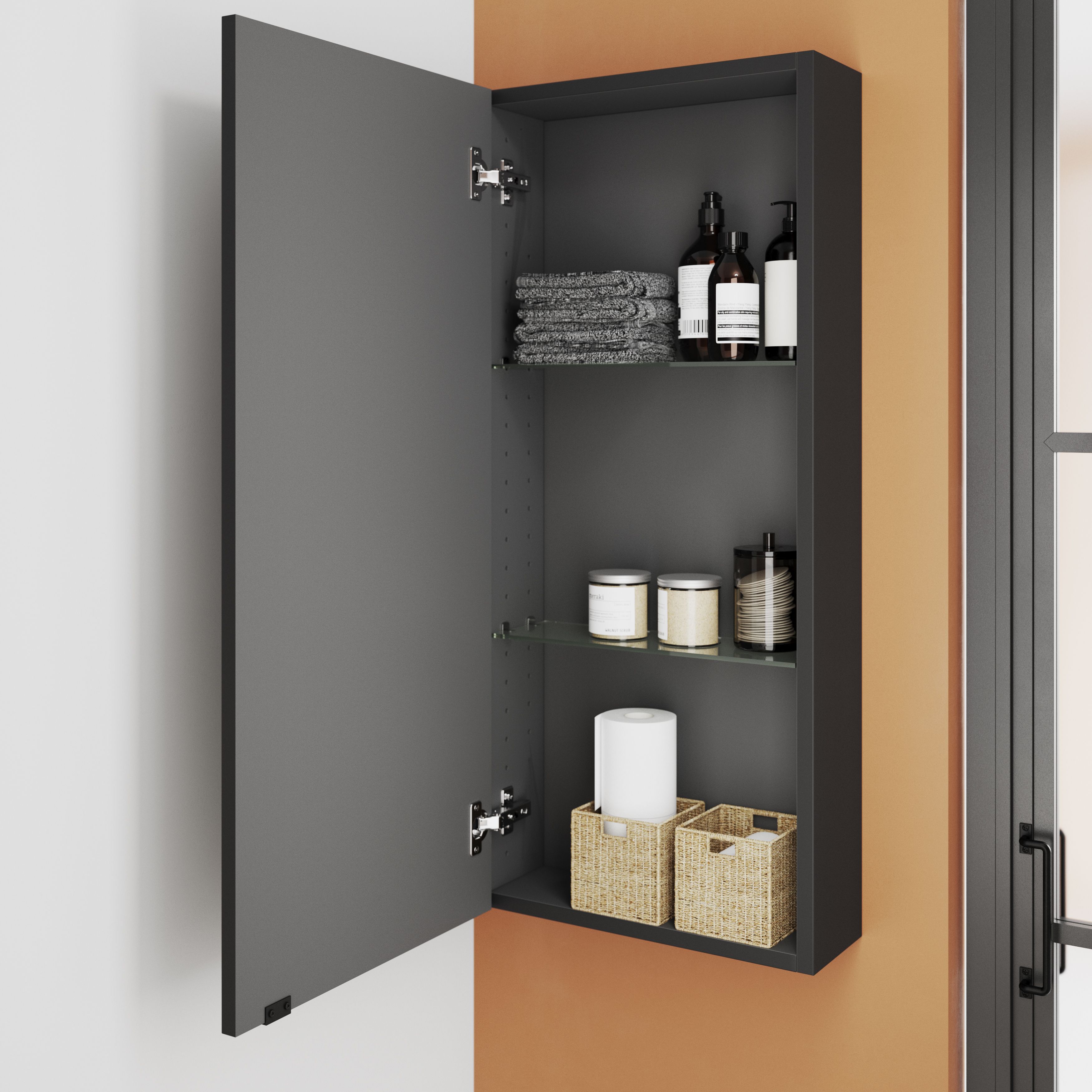 GoodHome Imandra Matt Black Single Wall cabinet W 400mm H 900mm